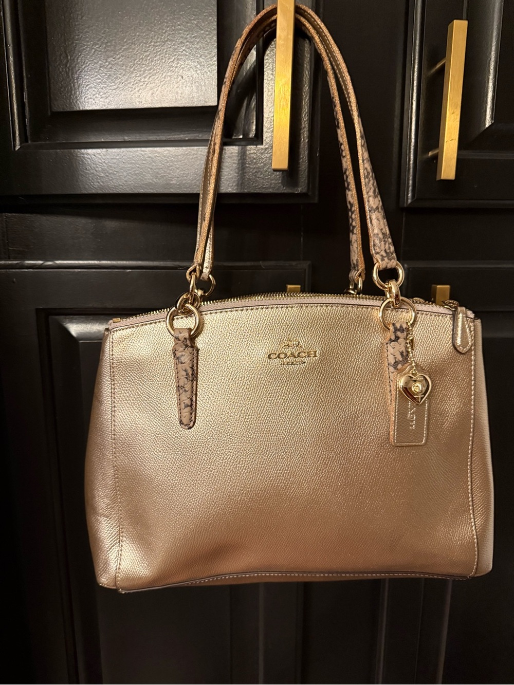 Coach Gold Metallic Leather Shoulder Satchel
